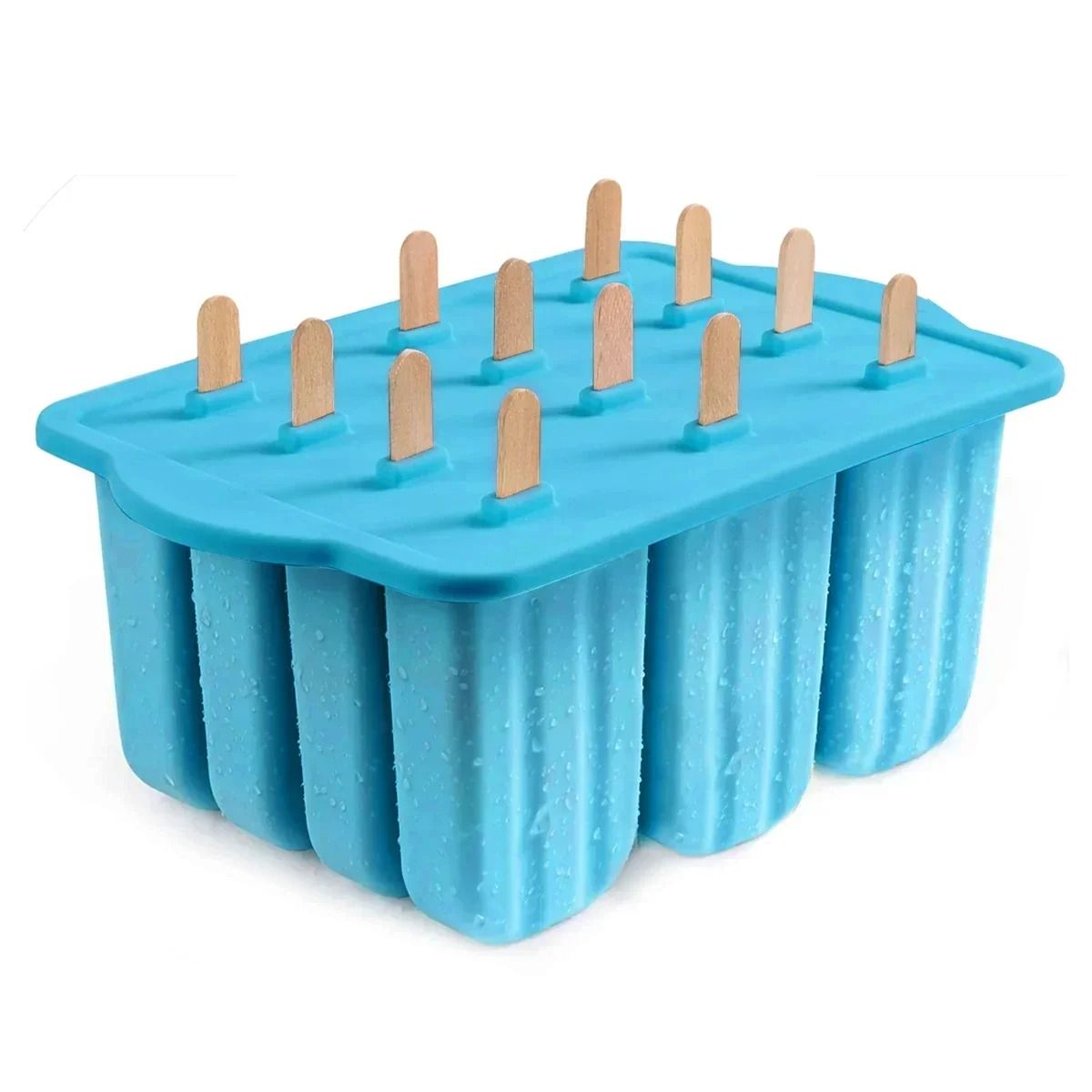 Reusable Silicone Popsicle Molds with Wooden Sticks