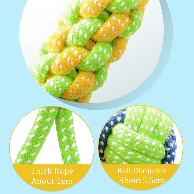 Interactive Cotton Rope Dog Toy  Ball and Toothbrush Chew for Small and Large Dogs