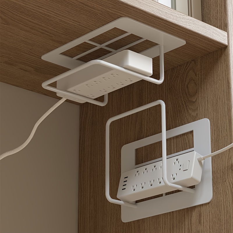 Non-Drilling Wall Mounted Router Bracket, Stylish White Cast Iron Multifunctional Storage Rack