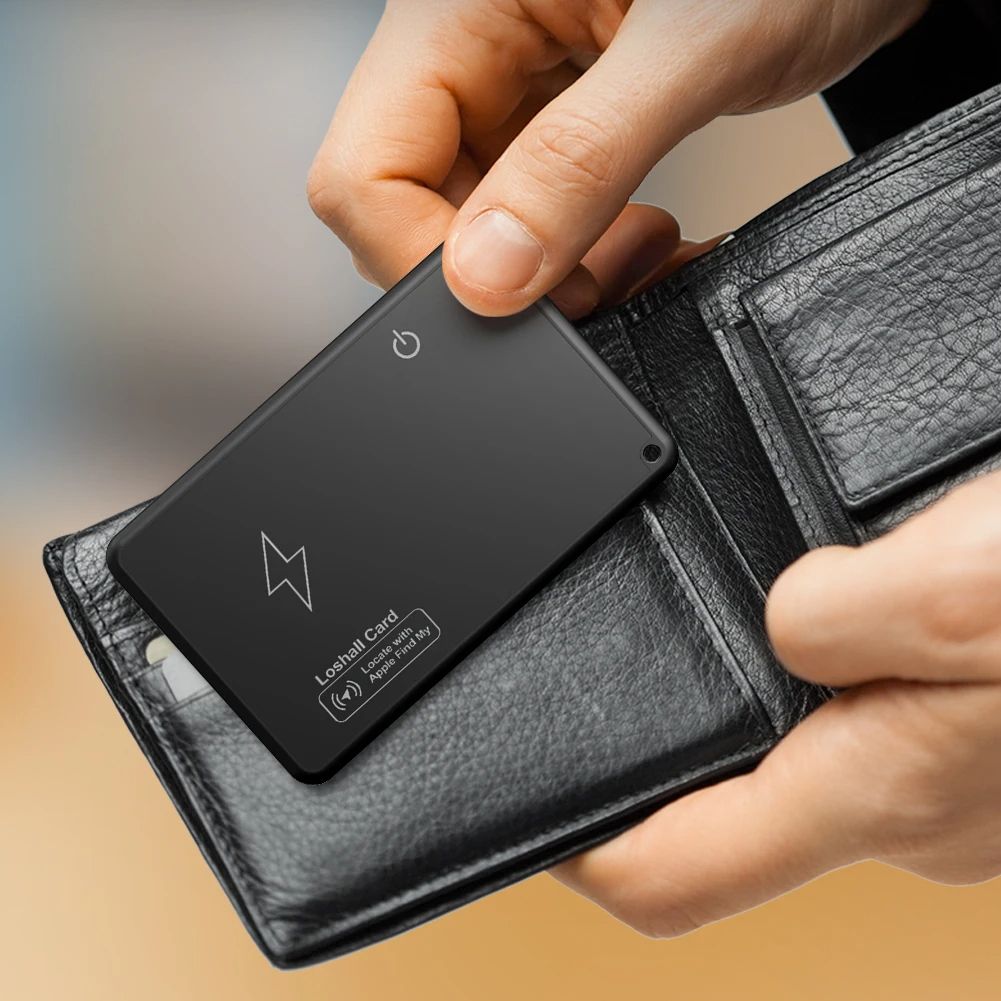 Ultra Thin Wallet Tracker Card with Wireless Charging, Compatible with Apple Find My & iOS Devices