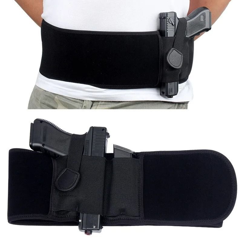 Tactical Pistol Holster Right Hand Elastic Belt Band Concealed Carry Waistband Holster