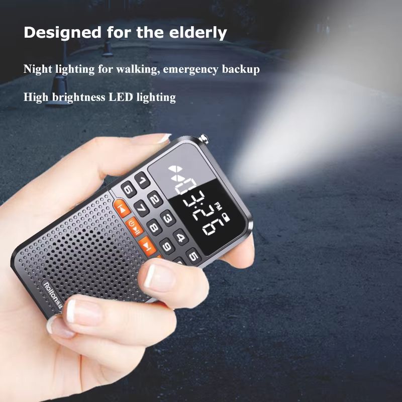 Mini Bluetooth Pocket Radio – Portable FM Receiver & Music Player with Flashlight