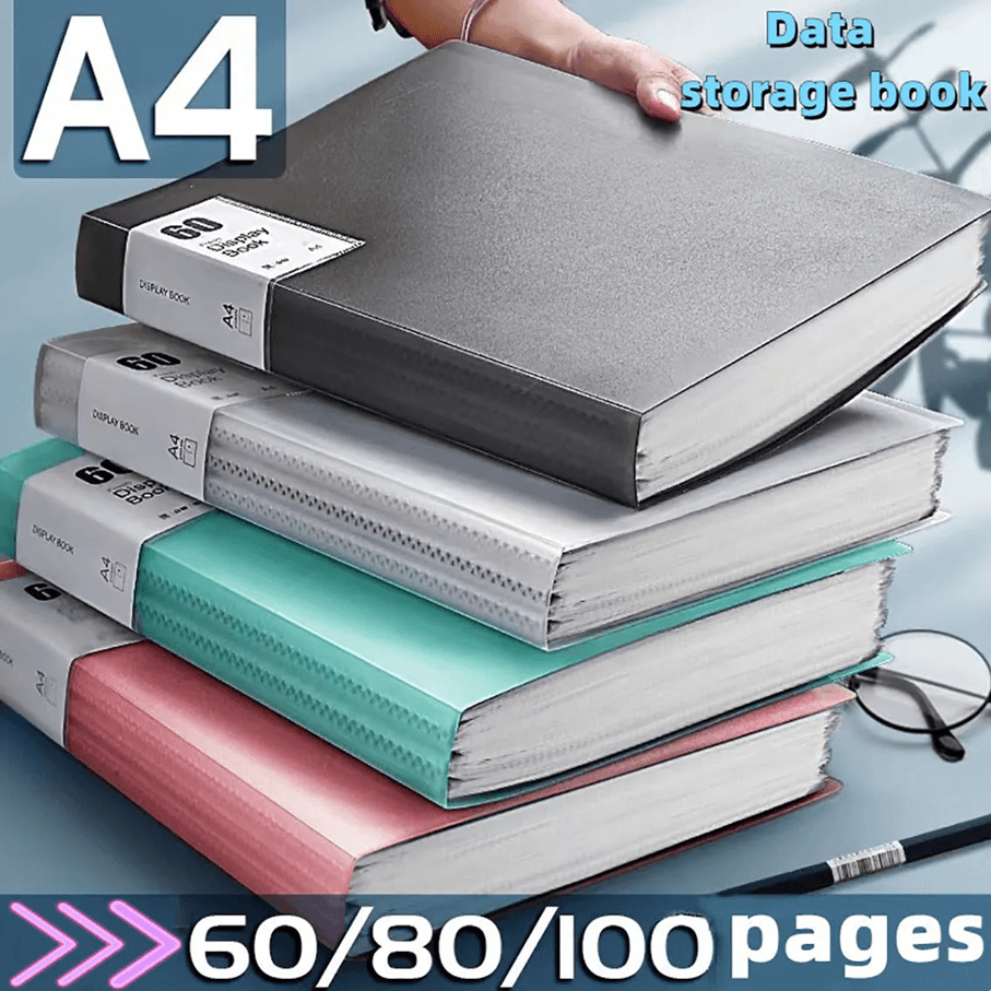 60 Page A4 Document Organizer Morandi Color Plastic Folder with Clear View Panels