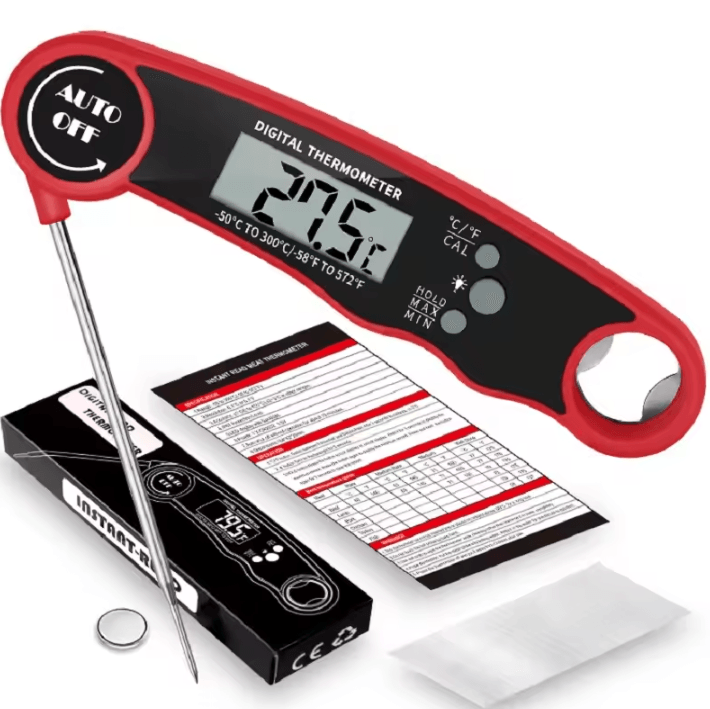 GrillMaster Pro Digital Instant Read Meat Thermometer with Waterproof Backlit Display