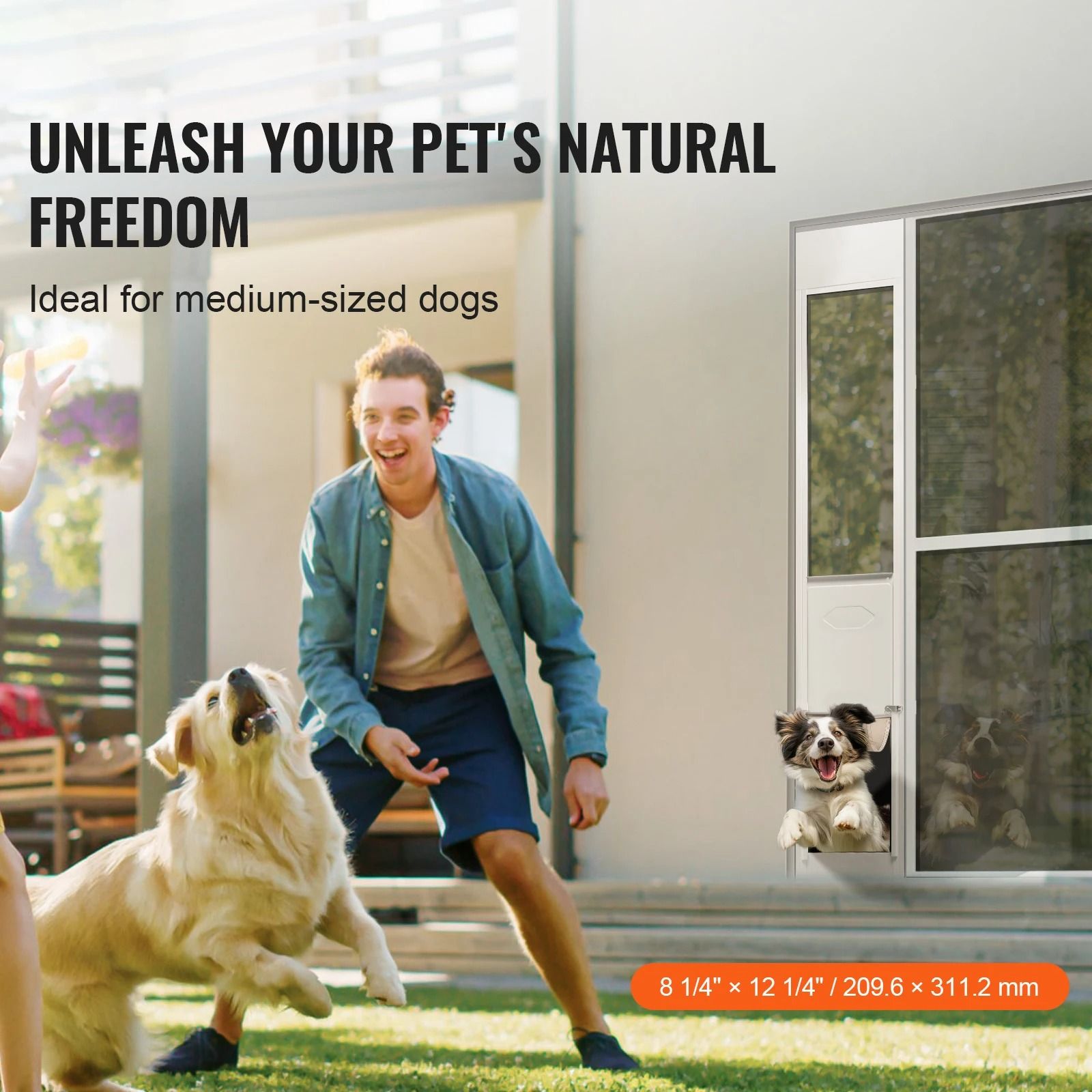 Adjustable Sliding Glass Pet Door | Aluminum Frame & Tempered Glass