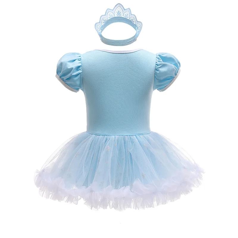 Baby Girls Princess Tutu Dress | Premium Anna Elsa Snow Queen Infant Romper & Birthday Costume System