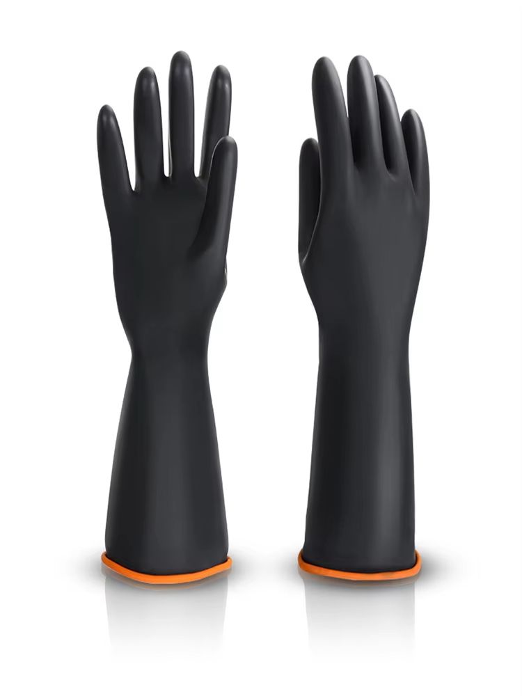 Extra-Long Rubber Cleaning Gloves, 14-inch Dishwashing and Household Scrub Gloves