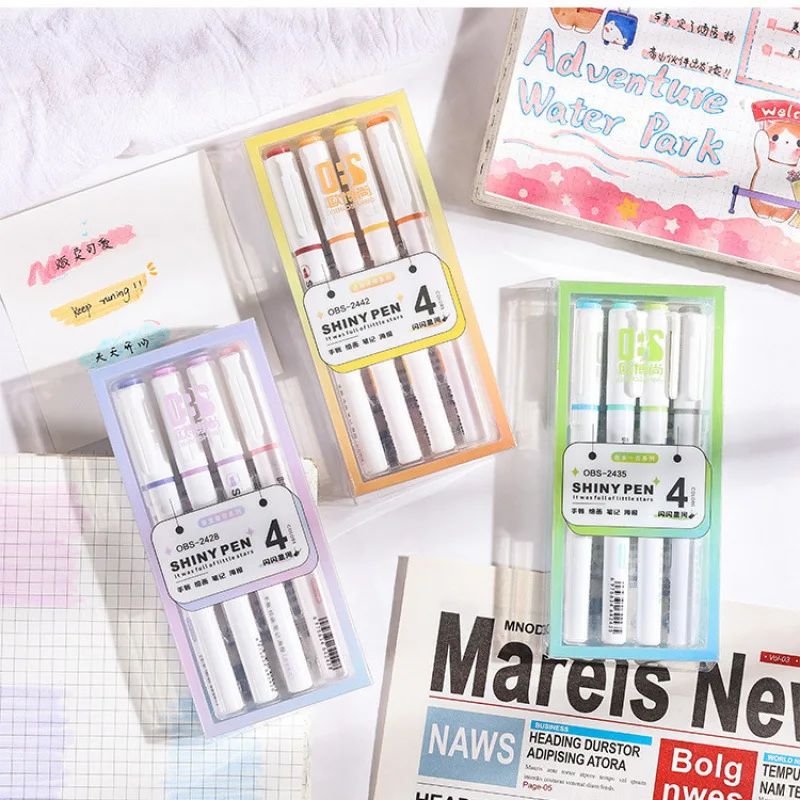 Highlighter Pens, Glitter Highlighter Markers, Kawaii Stationery Supplies, Back to School Accessories for Girls, Student