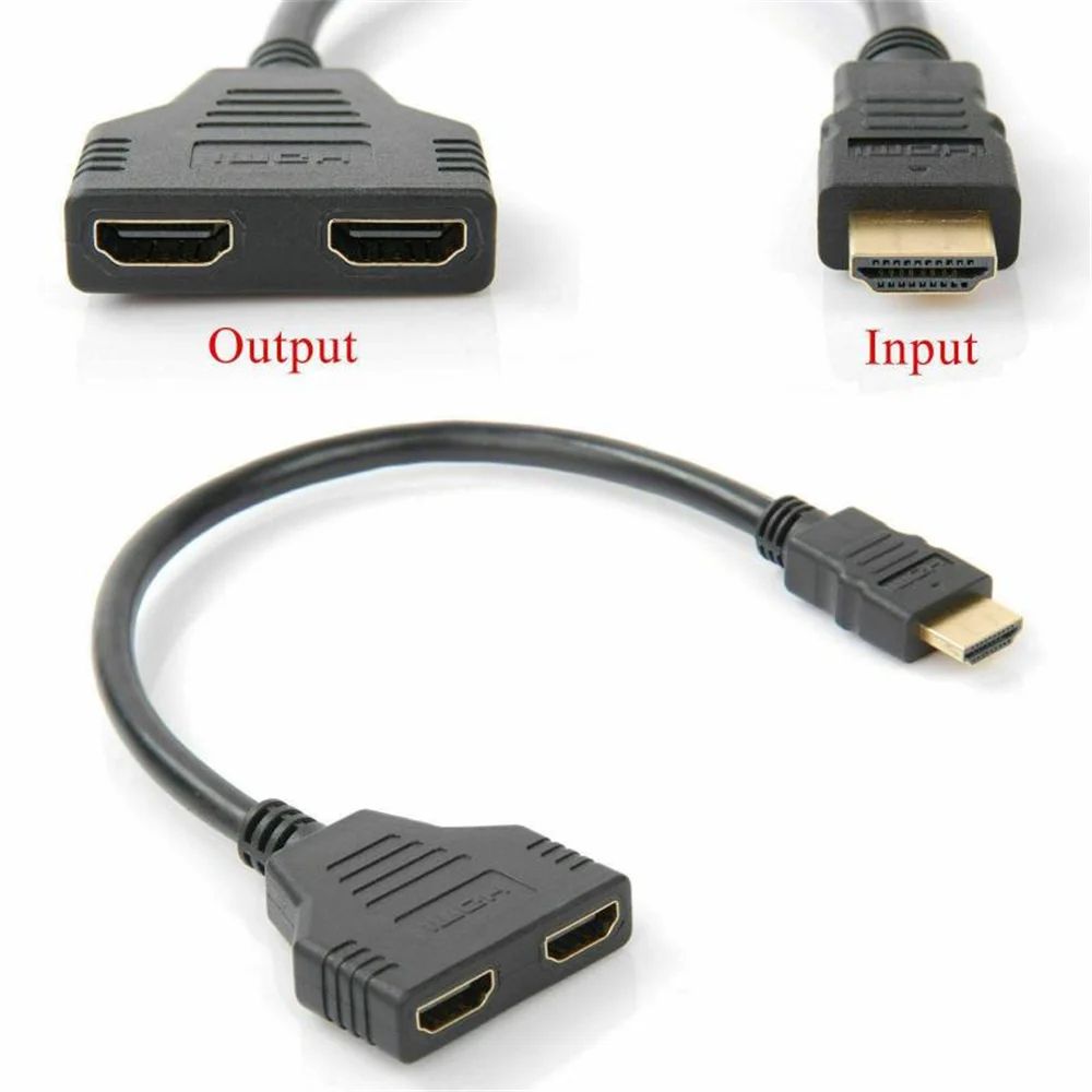 1080P HDMI Splitter 1 in 2 Out Dual Display Adapter Cable