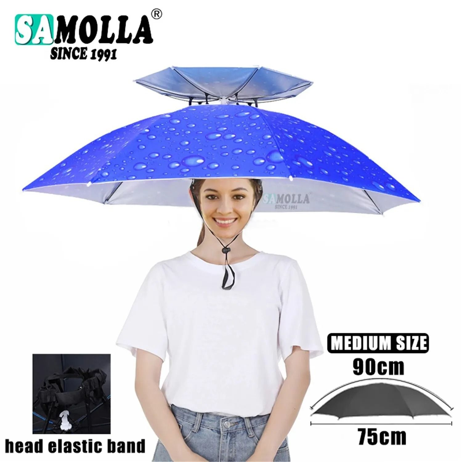 Rain Umbrella Hat Foldable UV Protection Cap