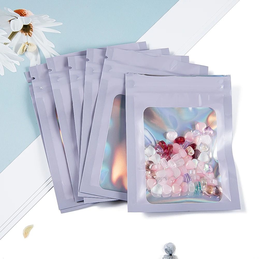Holographic Laser Mylar Bags – 50 Pcs Smell-Proof Zip Lock Pouches