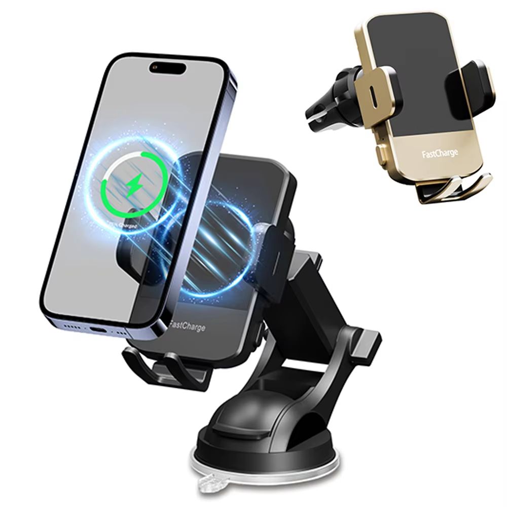 15W Wireless Car Charger Phone Holder Auto Clamping Fast Charge Car Mount for iPhone and Samsung
