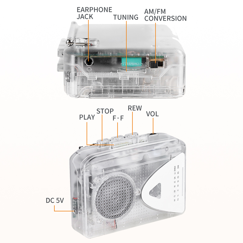 Portable Cassette Player with Radio, Multiple Power Supply Methods, High Quality Sound, and Stereo Speakers