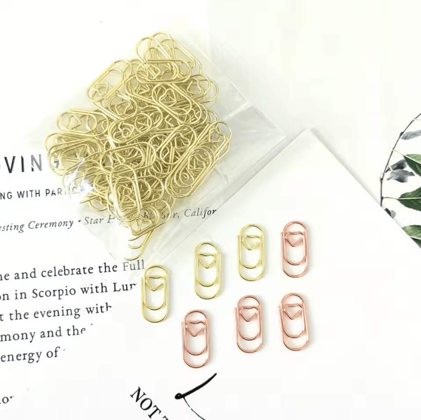 100PCS Mini Heart Shaped Paper Clips Cute Decorative Paperclips for Office, School & Home Organization