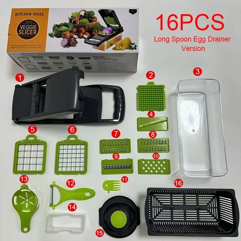16 in 1 Multifunctional Vegetable Chopper Slicer Dicer Kitchen Food Cutter Set