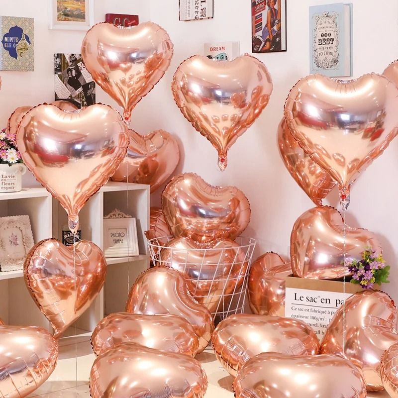 18-Inch Heart Foil Balloons – 10 Pcs Romantic Atmosphere Set