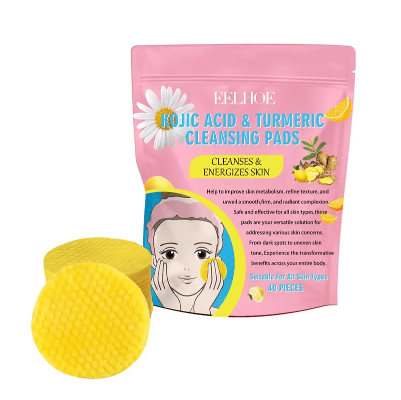 Turmeric Kojic Acid Cleansing Pads – Exfoliating Facial Wipes for Bright, Clear Skin