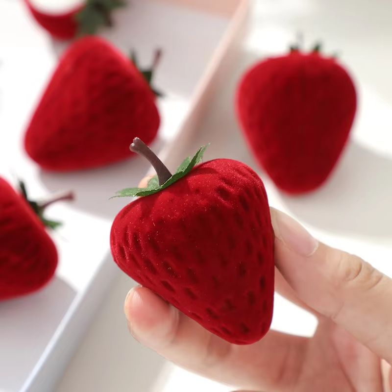 Cute Strawberry Ring Box for Jewelry Display and Storage