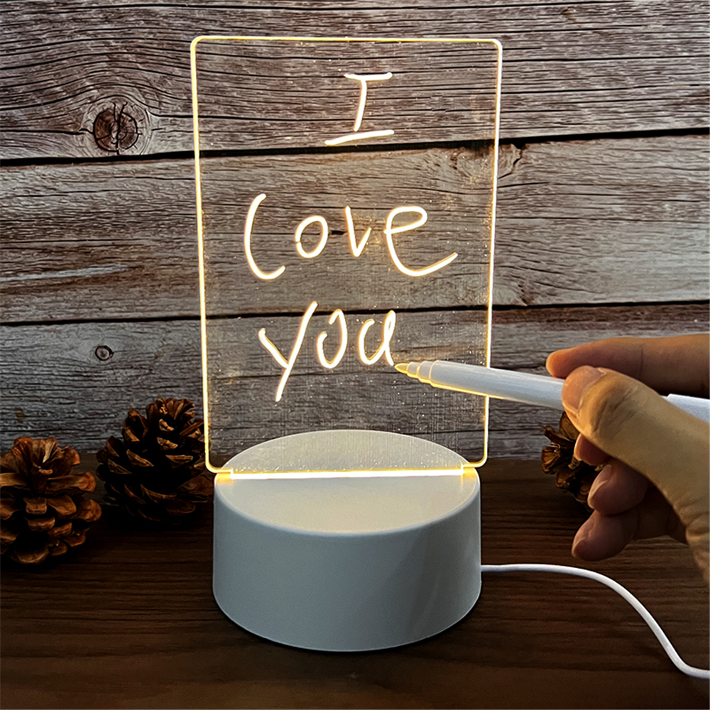 GlowMemo LED Message Board Night Light with Erasable Acrylic Calendar
