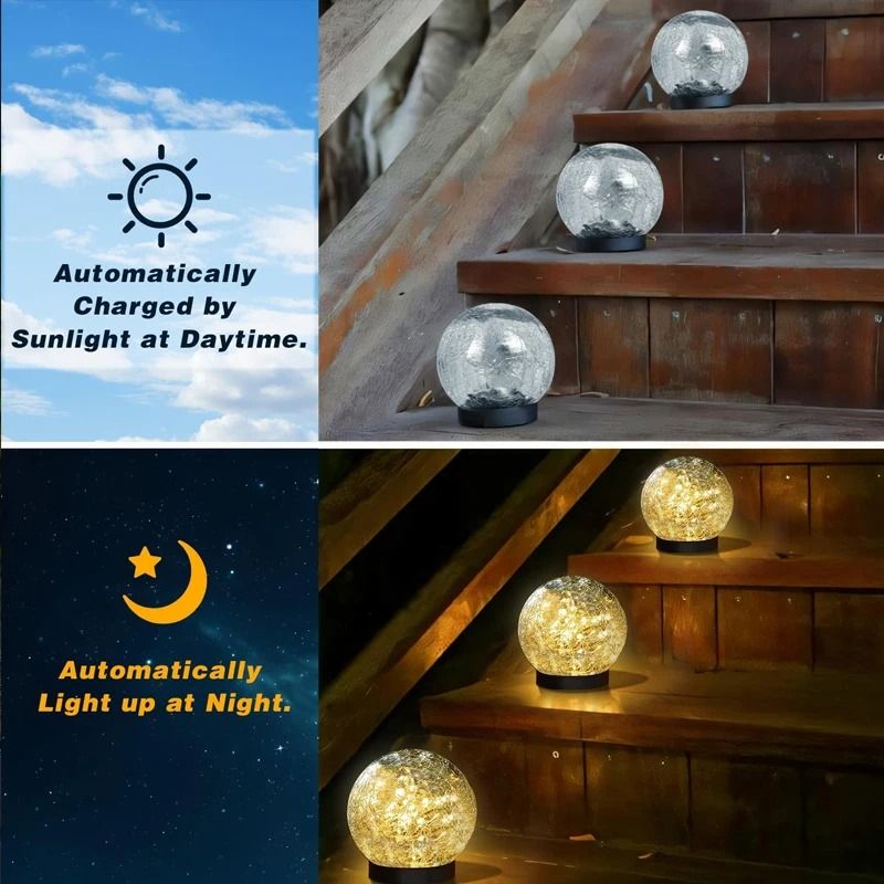 Artisan Solar Cracked Glass Globe Stakes