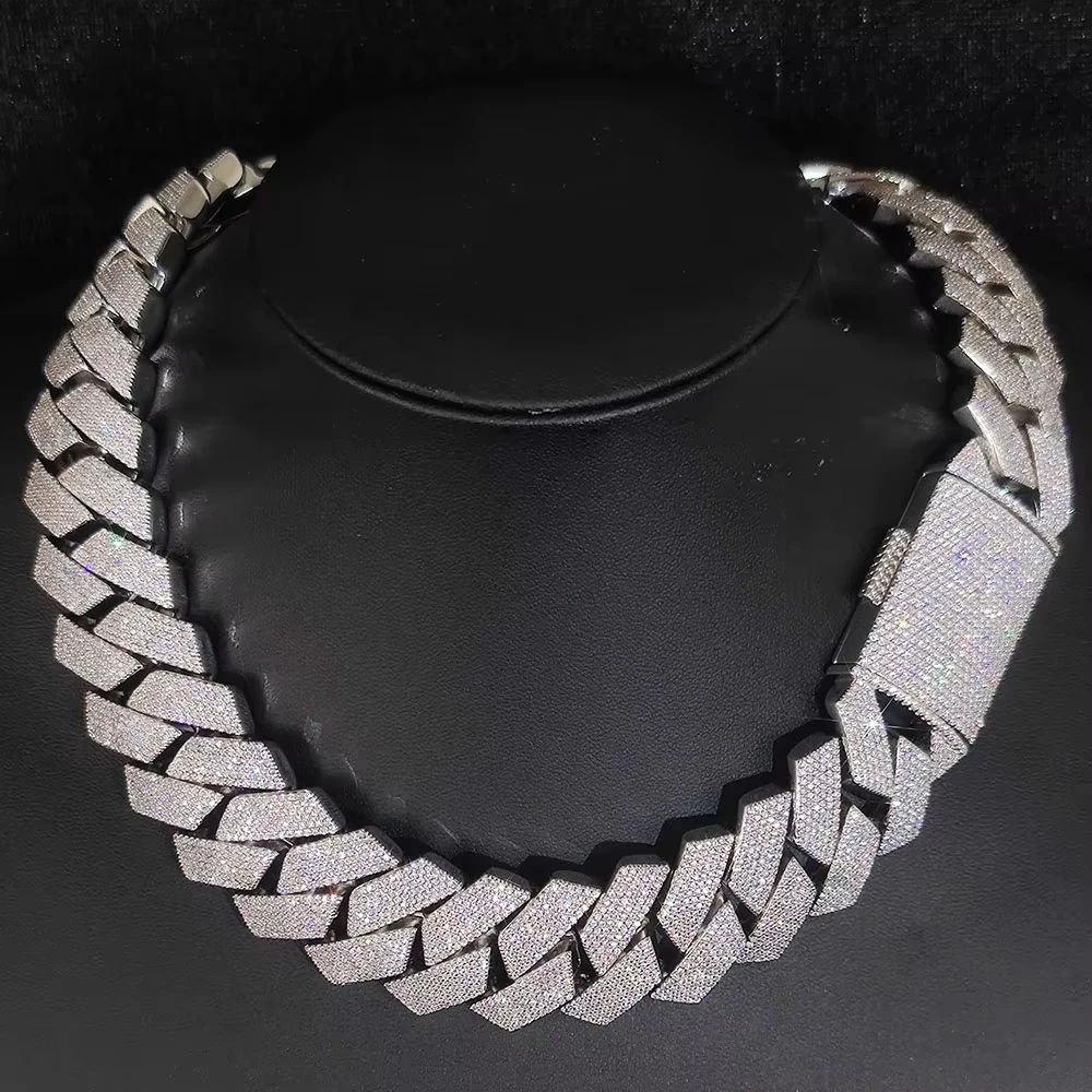 15mm Iced Out Cuban Link Chain – Heavy Prong Setting Hip Hop Statement Necklace (Gold or Silver)