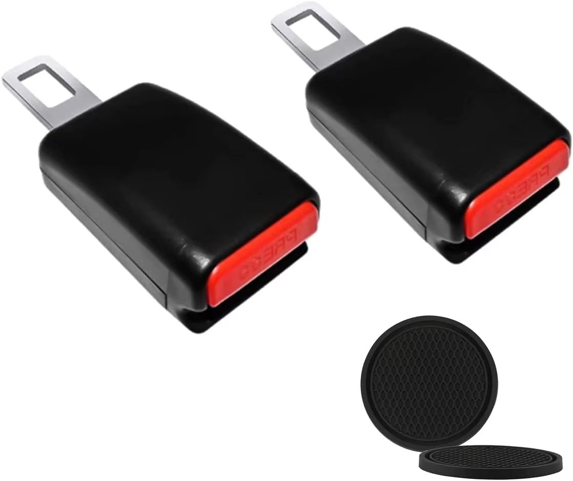 DriveEase 4-Piece Car Enhancement Set – Cup Holder Mats & Seat Belt Extenders