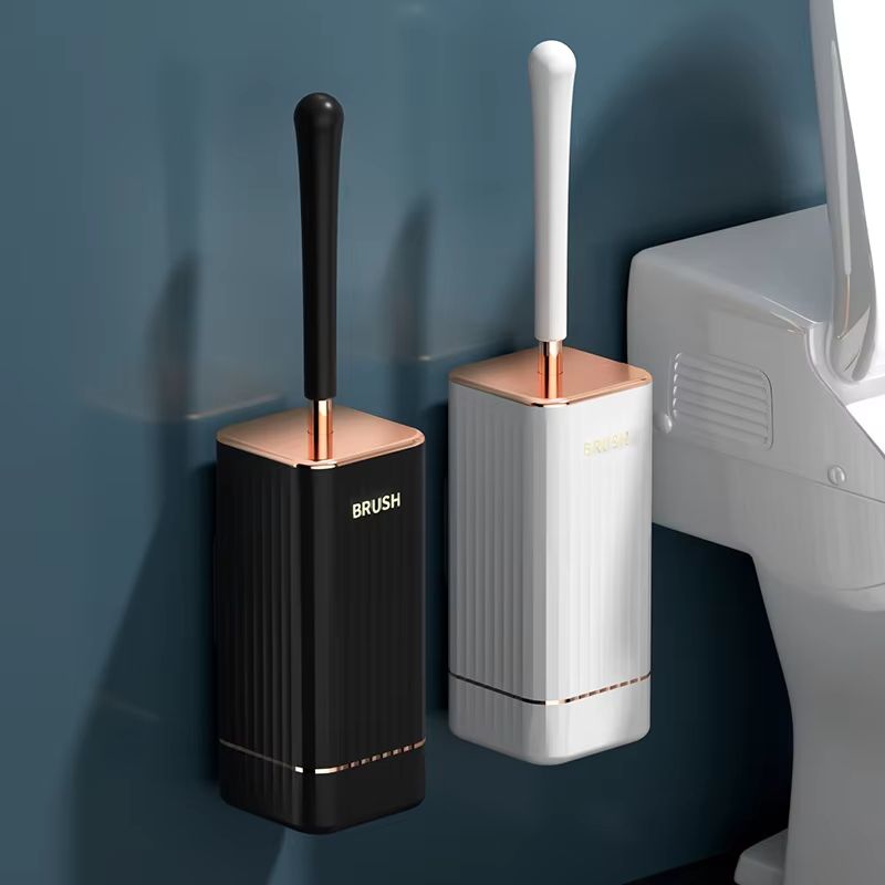 Silicone Golf Long-Handle Toilet Brush with Wall-Mounted Holder – 360° Flexible Head Bathroom Cleaner Set