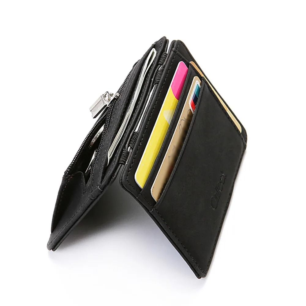 Slim Leather Magic Wallet with Card Holder and Money Clip