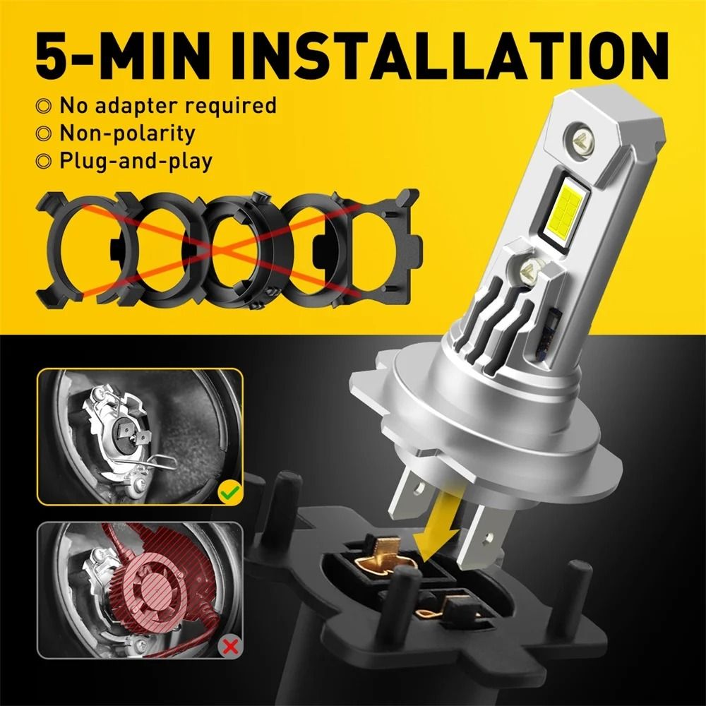 AUXITO H7 LED Headlight Bulb 12V Canbus Error Free High Brightness Turbo Lights