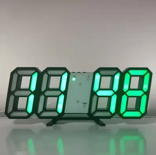 3D LED Digital Wall Clock – Alarm Clock with Time, Date & Temperature Display
