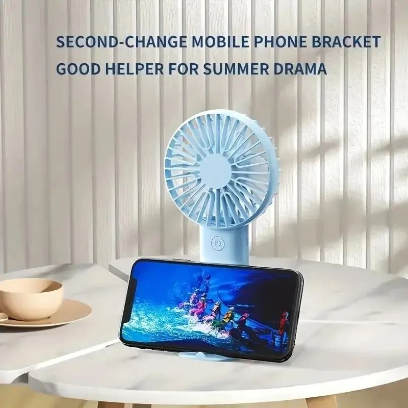 Mini USB Charging Handheld and Desktop Fan with Phone Holder