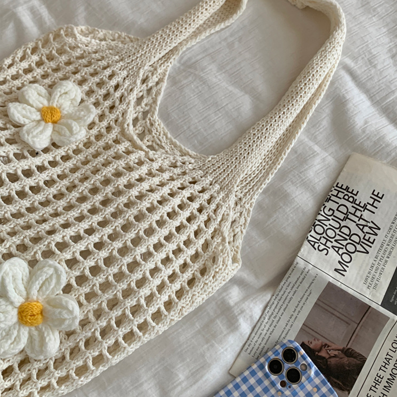 Women Knitted Shoulder Bag Chic lightweight Summer Beach Tote Large Capacity Casual Top Handle Hobo Handbag