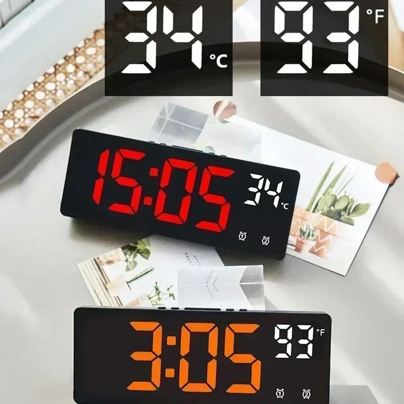 Voice Activated Digital Alarm Clock with Temperature Dual Alarm Snooze and Night Mode