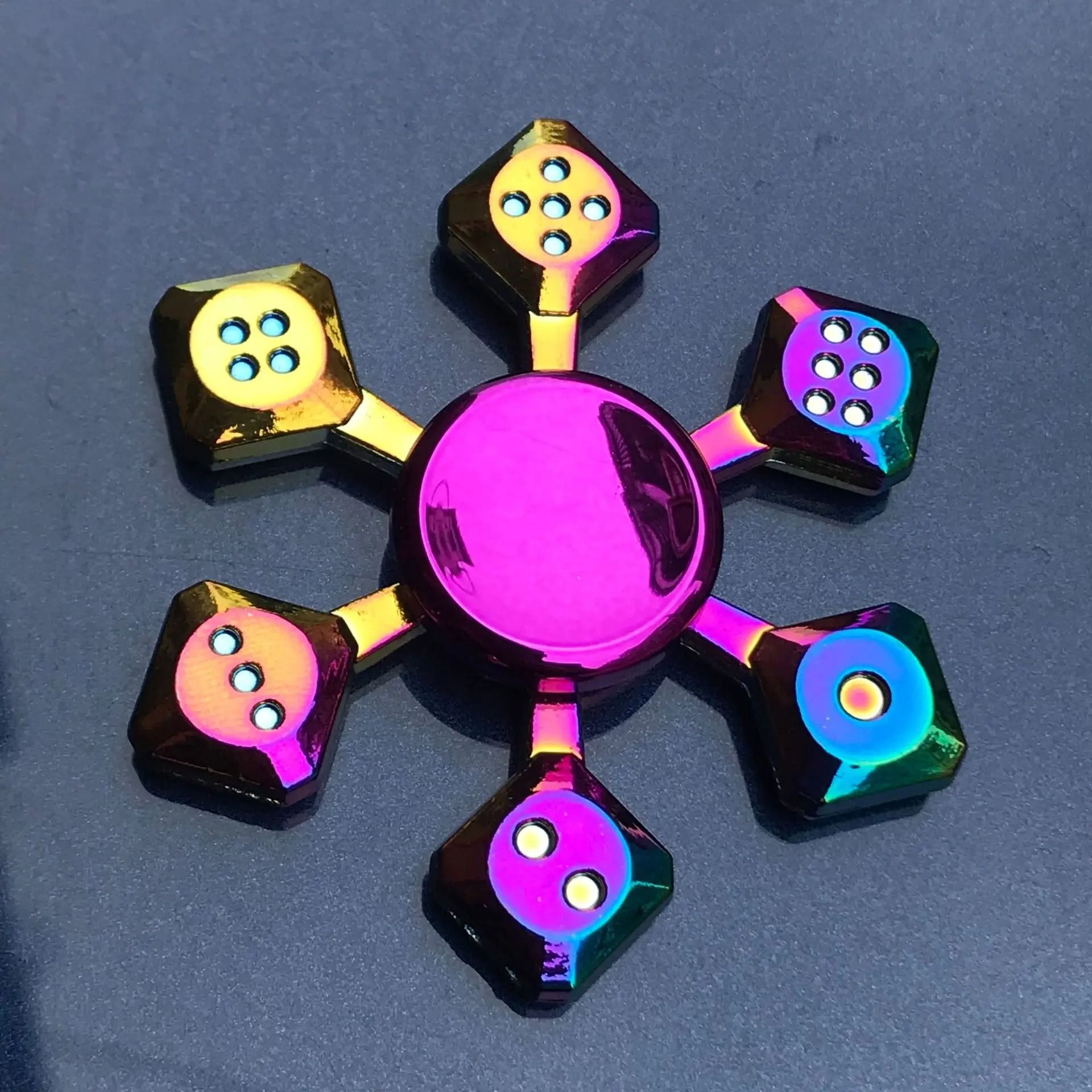 Metal Rainbow Gradient Fidget Spinner with Silent Bearing