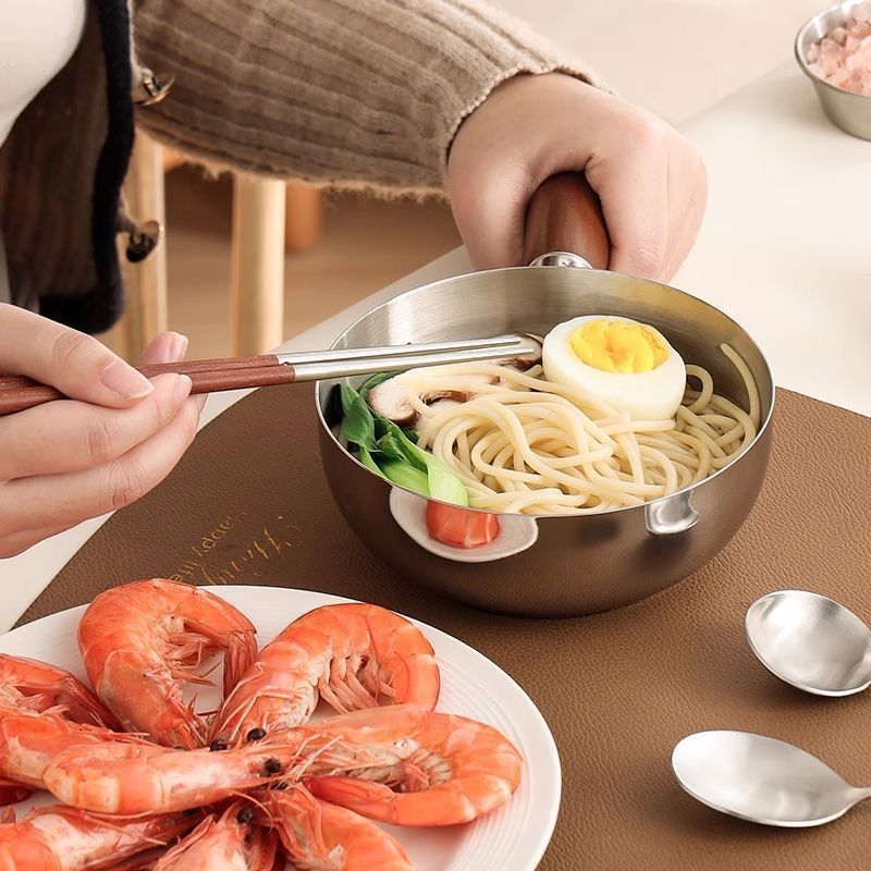 Stainless Steel Mini Pot with Wood Handle, Saucepan for Camping & Dorm Kitchens