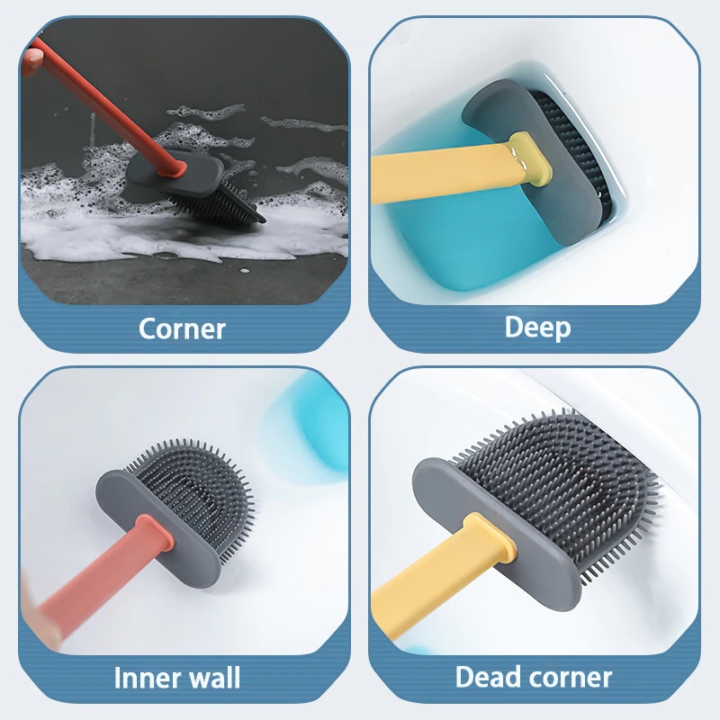 Silicone Wall-Mounted Toilet Brush Set