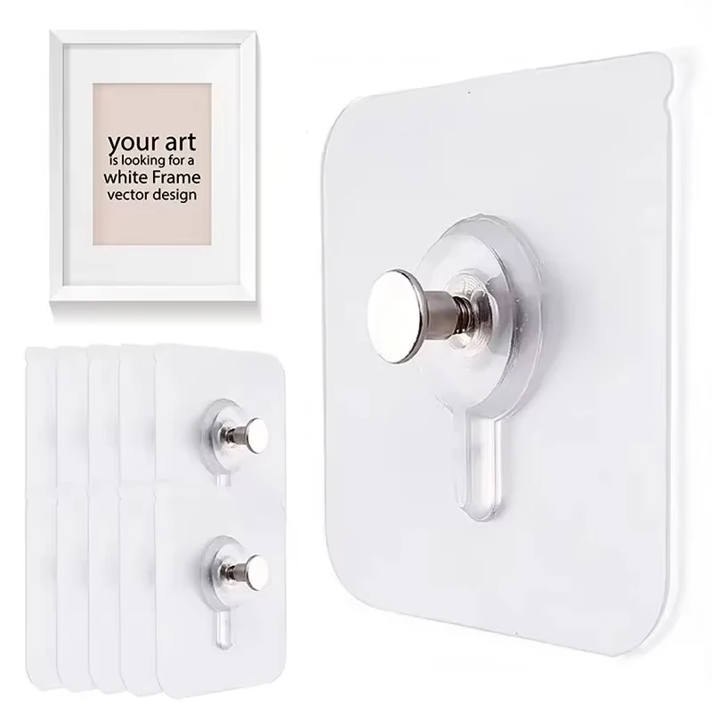 10 Pack Adhesive Wall Hooks Waterproof No Drill Hangers for Kitchen Bathroom and Frames