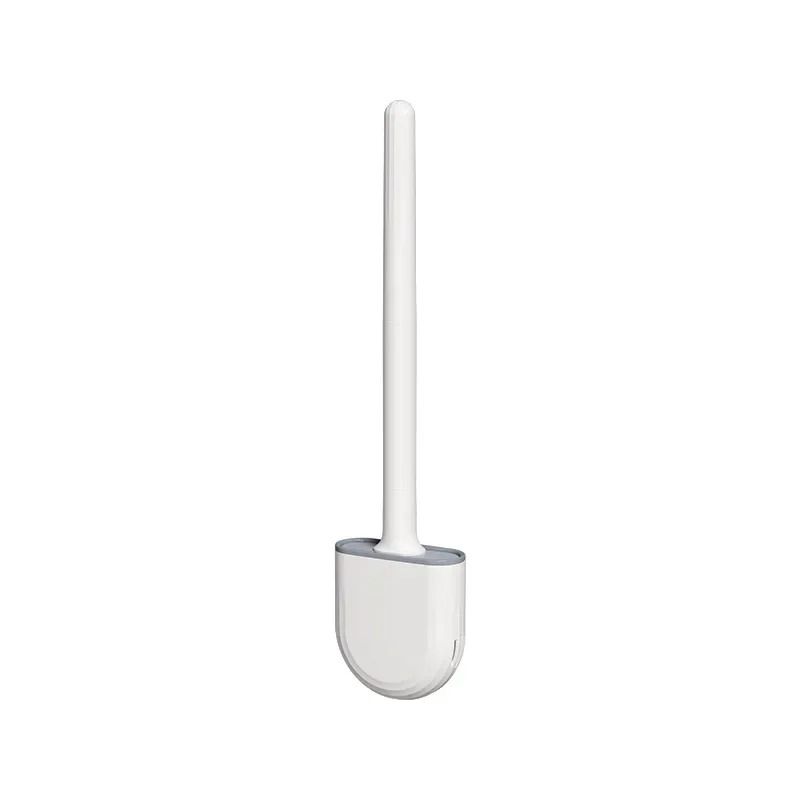 Wall Mounted Silicone Toilet Brush with Soft Bristles and Compact Holder