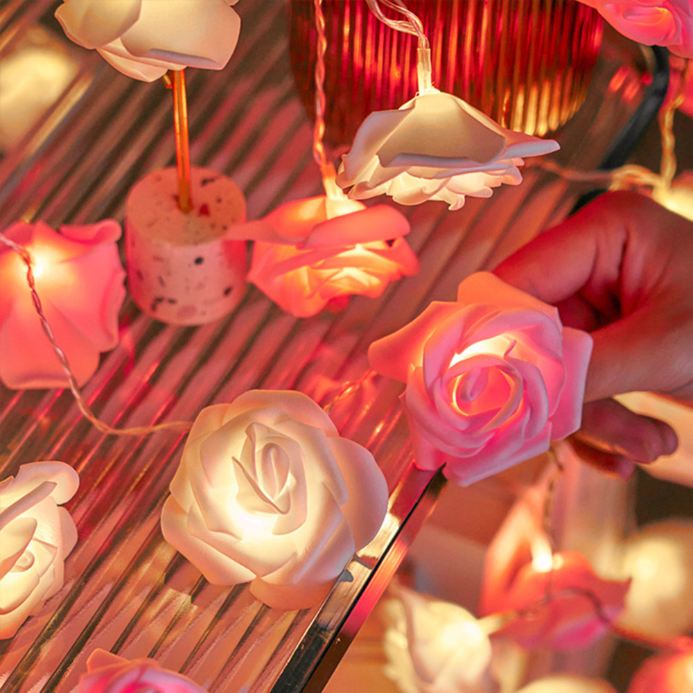 Rose String Lights, Flower Garland Fairy Lights for Valentine, Wedding, Christmas Party