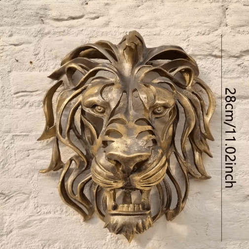 Gold Lion Head Wall Sculpture – Majestic Lion Head Wall Decor for Luxury Interiors