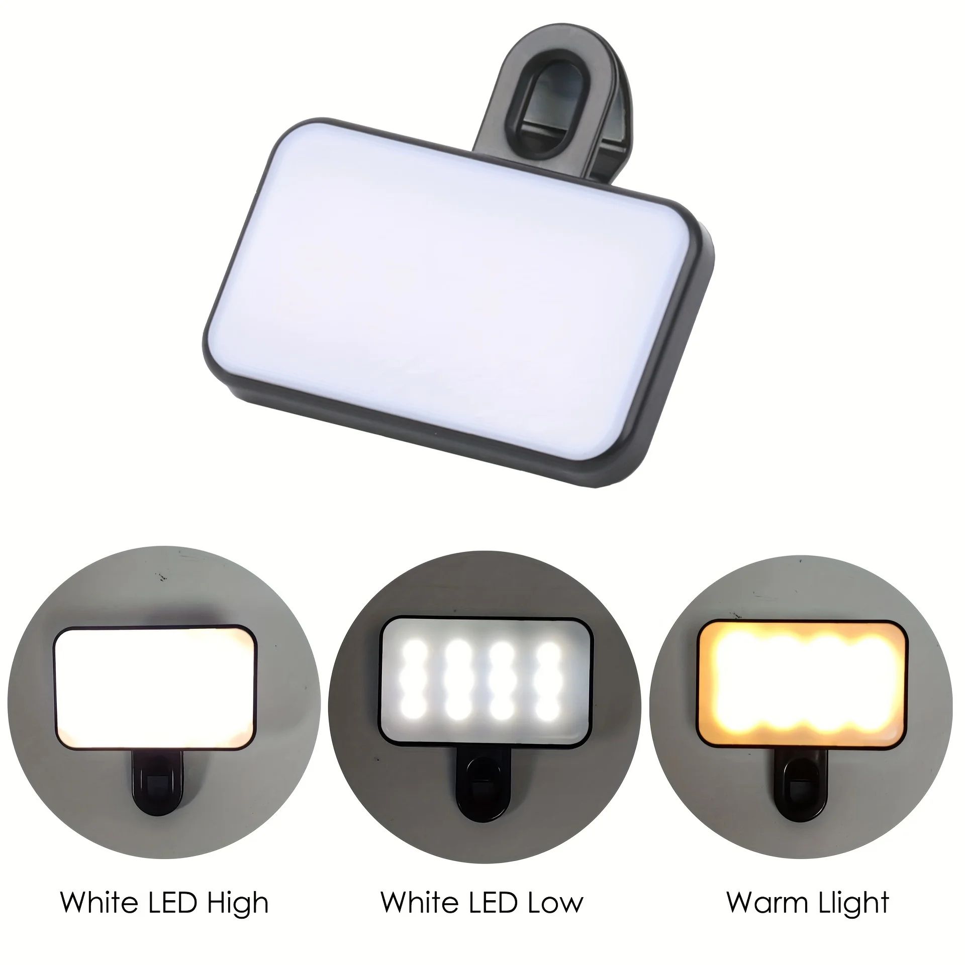Portable Clip-On Selfie Ring Light - Rechargeable Selfie Fill Light with Adjustable Brightness for Phone & Laptop