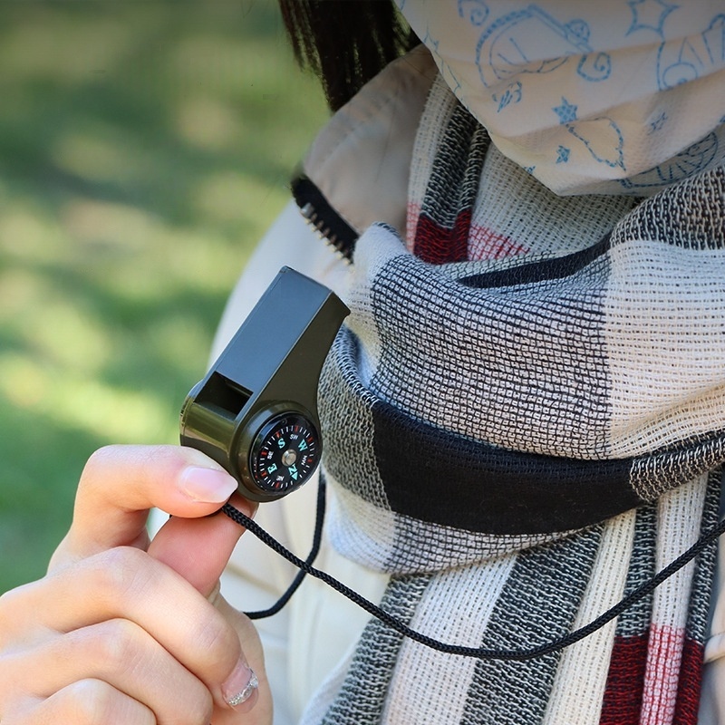Survival Whistle with Compass & Thermometer Outdoor Safety Tool