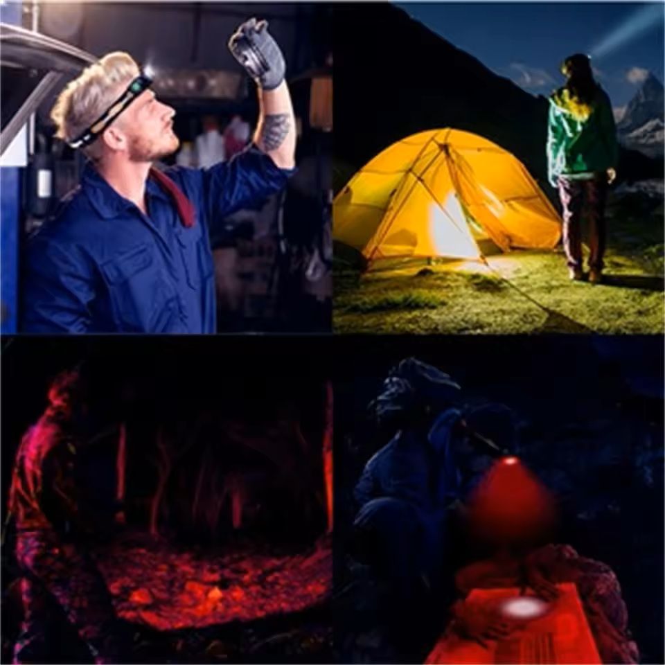 Rechargeable LED Headlamp with White and Deep Red Light