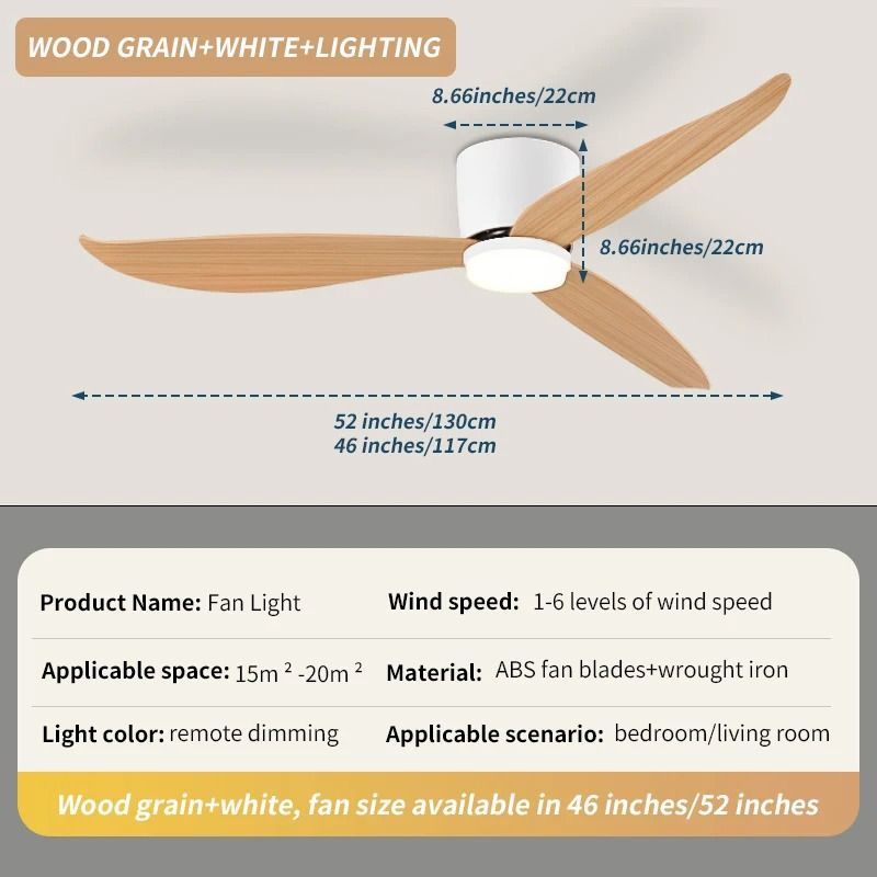 Modern LED Ceiling Fan with 6 Speed Settings and Light Strip