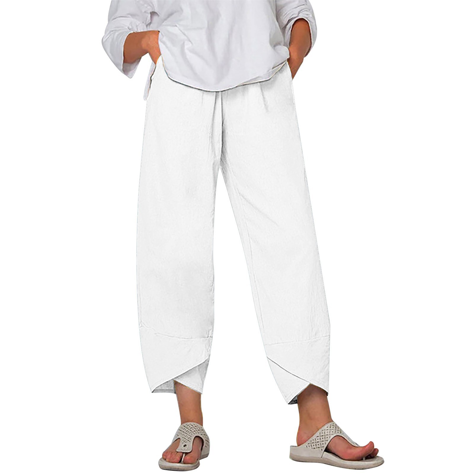 Elegant Autumn Joggers, Street Wear Women Clothes, Cotton Linen Sweatpants, Casual Women Pants