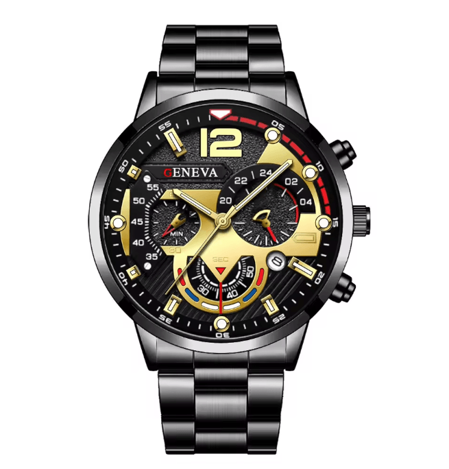 Mens Stainless Steel Quartz Watch Classic Analog Calendar