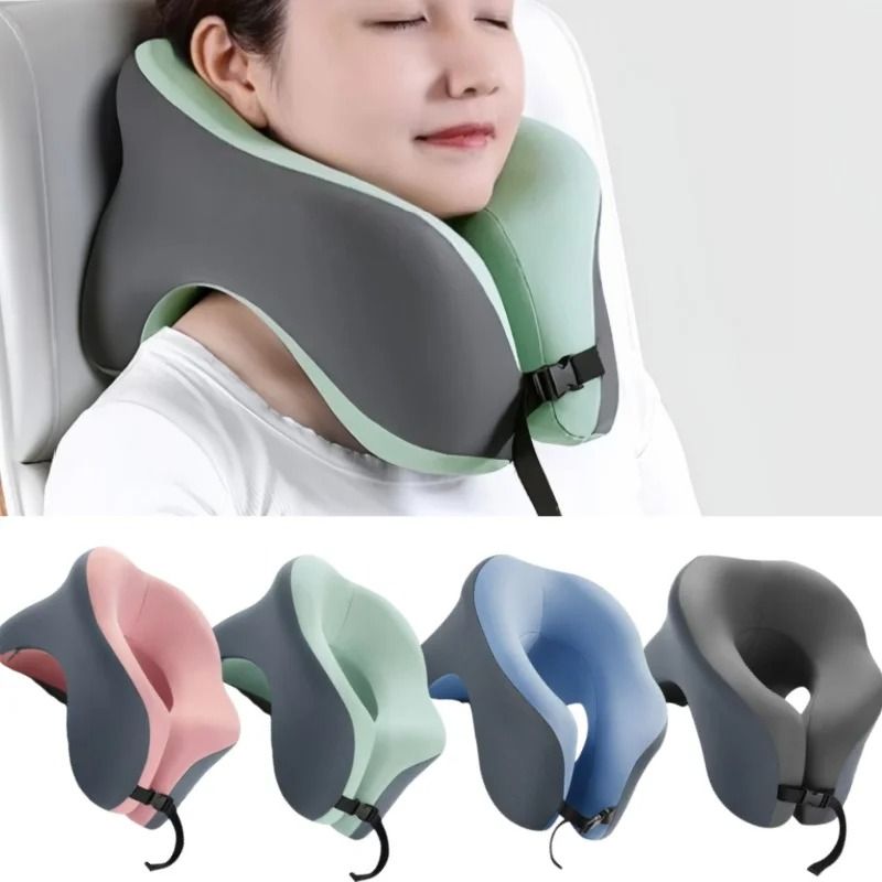 U Shaped Memory Foam Travel Pillow for Airplane Car Office and Neck Support