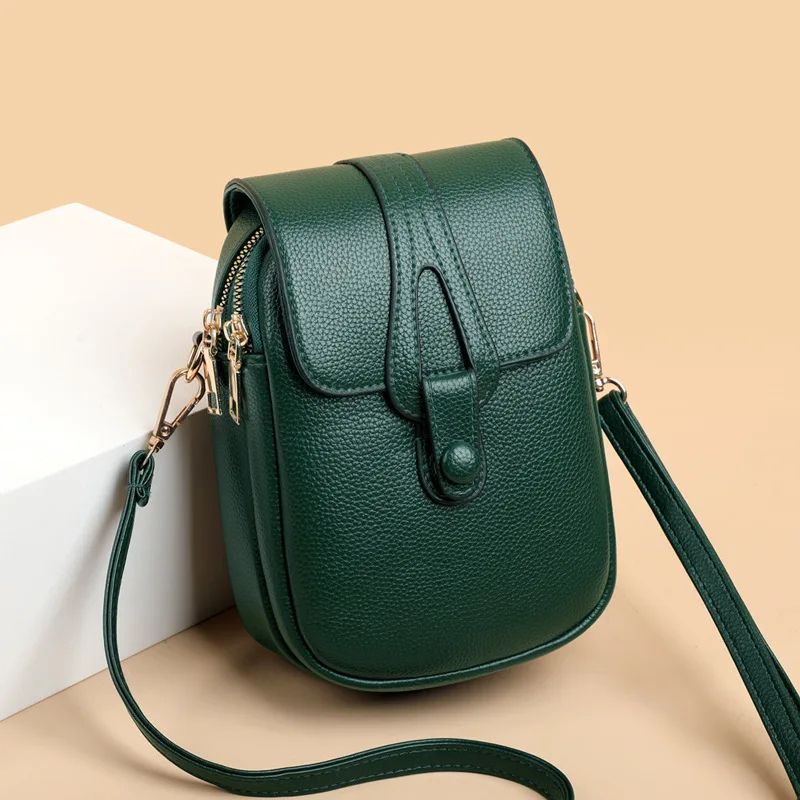 MiniChic PU Leather Phone Crossbody Bag | Women's Stylish Compact Shoulder Messenger Purse