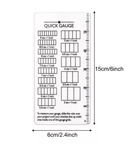 Quick Gauge Ruler for Knitting and Crochet Dual Metric Imperial Needle Size Measuring Tool 15 by 6 cm