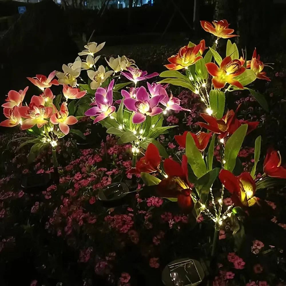 Solar Simulation Orchid Flower Lights for Garden and Patio Decoration